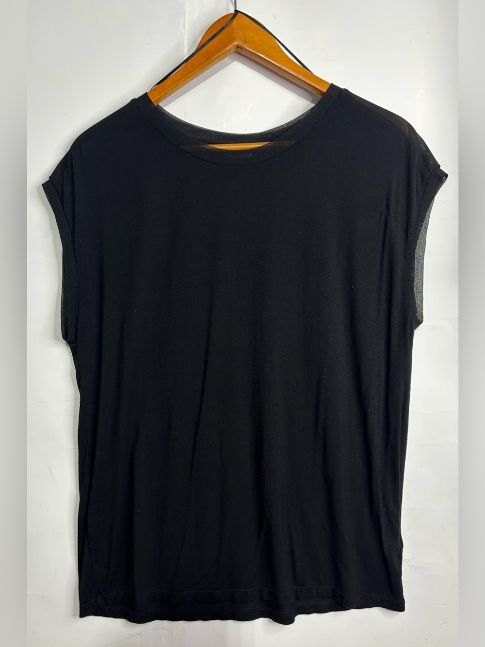 Tahari Black Cap Sleeve Relaxed Fit Top Large